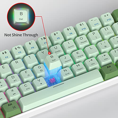 Fogruaden 60 Percent Mechanical Matcha Gaming Keyboard - 60% Red Switch, RGB Backlit, Wired with MDA PBT Keycaps for Win/Mac PC Laptop - color: 61 Matcha/ Red Switch