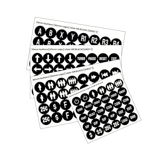 Arcade Button Stickers 24mm 30mm Die Cut Labels for Arcade Cabinet | Black Arcade Button Stickers Compatible only with 24mm & 30mm arcade buttons, not for PlayStation/Xbox handheld controllers - color: Game Button Labels Stickers Black* 4 Pcs