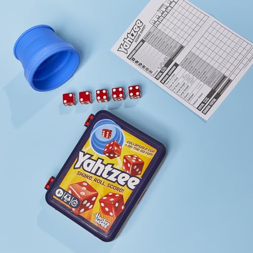 Hasbro Gaming Yahtzee Dice Game | with Collapsible Cup & Storage Case | Fun Family Games for Kids, Teens, Adults | 30 Mins. | 2 or More Players | Ages 8+