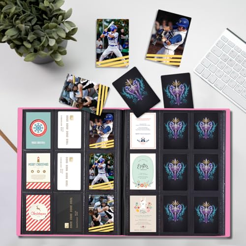 Card Binder, 360 Pockets Upgraded Trading Card Binders, Cards Collection Binder 9 Pocket, Side Loading Yugioh Binder Book Holder for MTG, TCG, Sport, Football, Baseball Collector Cards - Rose red - color: Rose red
