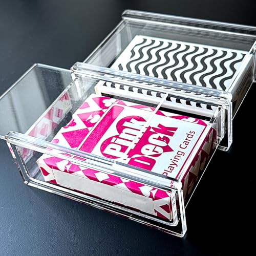 Double Deck Acrylic Playing Card Case/Holder, Clear Storage Playing Card Box - Fits Most Standard Size Playing Cards and Bridge Size Cards - color: Double Deck