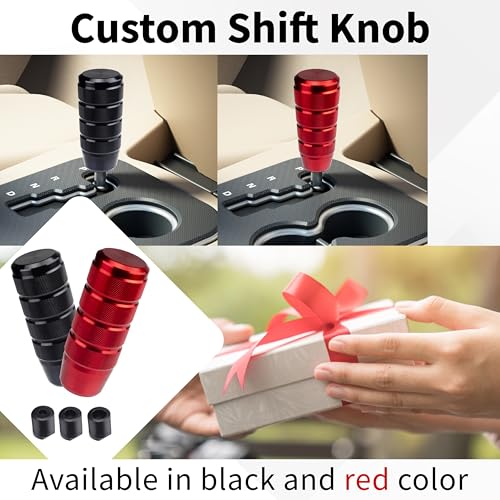 ecocstm Car Shifter Knob, Aluminum Gear Shift Style Knobs, Car Accessories | 3.74" Shift Knob with 3 Threaded Adapters M8 M10 M12 x 1.25 Fit Universal Manual Transmission, Automotive, Trucks (Black) - color: Black