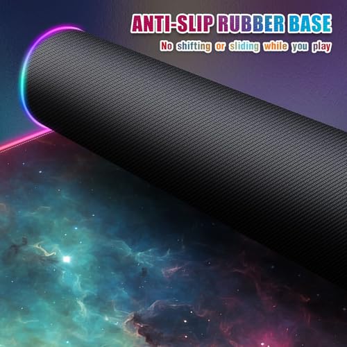 RGB Mousepad Led Mouse Pad Desk Mat I 31.5 x 11.8 Inch Large Mouse Pad I XL Oversized Big Mouse mat 14 Led Light Modes I Anti-Slip Rubber Base Waterproof Keyboard Pad for PC Gaming I Milky Way Galaxy - color: Milky Way Galaxy