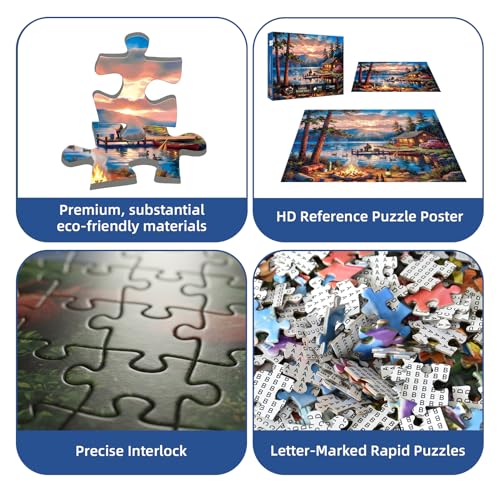 Lakeside Retreat Cabin Puzzles for Adults 1000 Pieces,Impossible Hard Difficult Challenging Jigsaw Puzzles for Adults 1000 Pieces,Puzzle with Letters on Back,Recycled Paper Jigsaw Puzzle(27.6"x19.7") - color: Lakeside Retreat Cabin