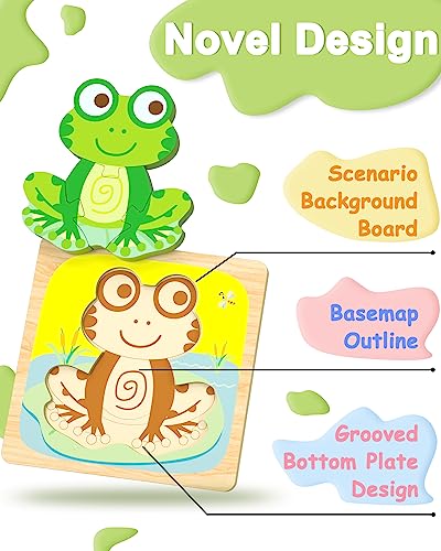 Benresive Wooden Toddler Puzzles, 6pcs Animal Montessori Toys for 1-3 Year Old Boys & Girls, Learning Educational Preschool Toys, Great Gifts for 1 2 3 Year Olds | 6 Pcs Puzzles, 1 2 3 Year Old Girl Boy Great Gifts, Learning Educational Preschool Bolck To
