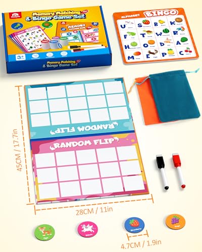 Coogam Alphabet Bingo Game, ABC Learning Letter Recognition and Phonetic Words with Pictures - Early Educational Activity Gift Toys for Kids Age 3-7