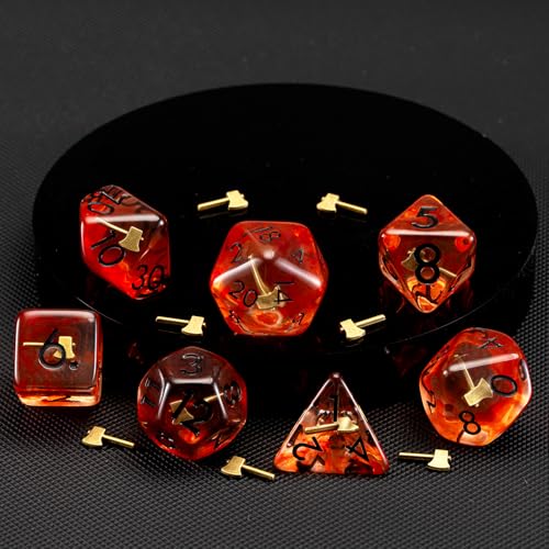 DND Resin Hatchet Dice Set, D&D Polyhedral Dice for Dungeons and Dragons RPG, MTG Role Playing Games D and D Dice 7pc D20 D12 D10 D8 D6 D4 for Ages 15 and Up - color: Hatchet