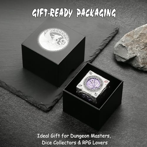 DNDND Multi-Functional Spinner Dice Cube for DND – Iconic Monster Themed Collector's Gift for D&D, Dungeon Masters & RPG Players (Silver&Purple) - color: Silver Purple