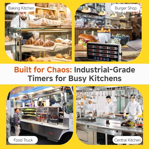 Commercial Kitchen Timer for Cooking, 12 Channel Timer Restaurant Kitchen Supplies, Heavy-Duty Timer - Stainless Steel | Digital LED Technology | Reminder Function | Loud Alarm - size: 12 channel
