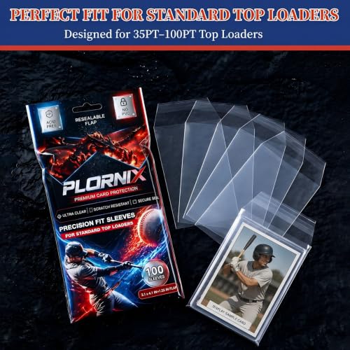 Top Loader Sleeves 100 Pack, Resealable Team Bags for 3" x 4" Cards | sleeves for 35-100PT top loaders, team bags for trading cards, trading card protector bags, PVC-free polypropylene sleeves