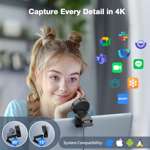 EMEET C950 4K Webcam for PC - PDAF Autofocus, USB Webcam with Microphone & Physical Privacy Cover, 1080P@60FPS, USB 2.0 Plug&Play, No Tripod Hole, Web Cam w/ 70°View for Meeting/Online Classes/Zoom - style: 4K Updated PDAF Autofocus