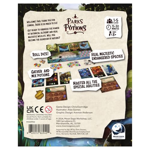 Parks & Potions Board Game β Dice Rolling, Potion Brewing & Animal Healing Strategy Game β Nature Conservation Adventure for Families, Friends & Adults β 1β5 Players, 15β30 Minutes