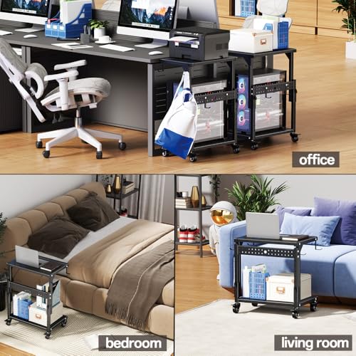 Computer Tower Stand, 6 Level Height Ajustable PC Tower Stand for Floor, Mobile Rolling CPU Holder Cart for Gaming Office Home,21.34"-28.3", Black - size: 0 power outlet