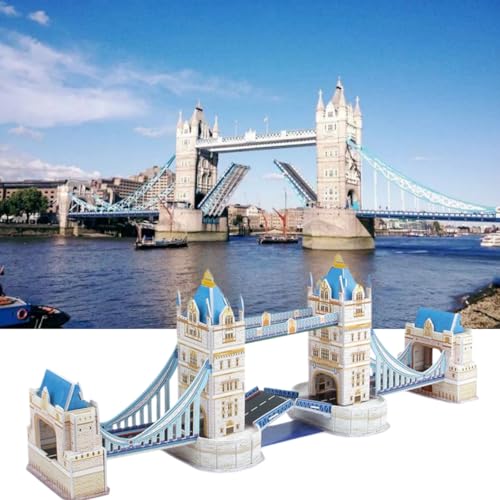 Architecture World Famous of 3D Puzzle.Build Your Own Collection of 17 Global Landmarks (Notre Dame, Colosseum) - Educational DIY Model Kit for Kids & Adults. (Tower Bridge) - color: Tower Bridge
