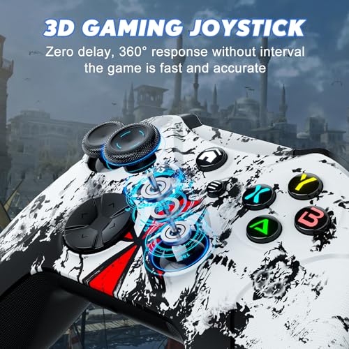 Xexvyrin Wireless for X-Box Controller, Compatible with X-box One X|S, Series PC, Special Edition Custom Controller 6-Axis Motion Control/3.5mm Audio Jack/Dual Vibration/Macro Function/Turbo(White)