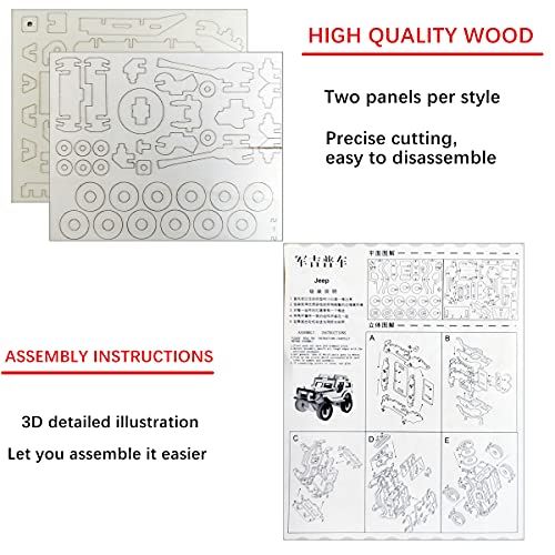 3D Wooden Puzzle - 6 Piece Set Wooden Car Brain Teaser Puzzle - DIY Assembly Car Building Model Kits - Wood STEM Gifts for for Adults & Teens Birthday Gifts Christmas - style: Car puzzle