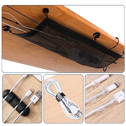 Cable Management Mesh Under Desk Kit, Privacy Net, 36PCS Table Flexible Wire Organizer, Extra Large Capacity Kit Desk, 27 x 10 Inches - size: 6 holes