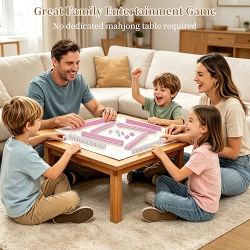 Mini American Mahjong Set - 1.18 Inch Mahjong Tile Set Complete Mahjong Cards 2026 Portable Travel Mahjong Game Set Family Tile Game for Adults- with Pink Tile Bag
