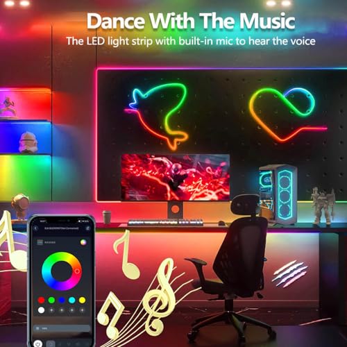 Aroste 16.4-Foot RGB neon Light Strip, Festive Decoration Light Strip | Waterproof IP67 light strip, supporting remote control and app control, suitable for bedroom and gaming LED light strips