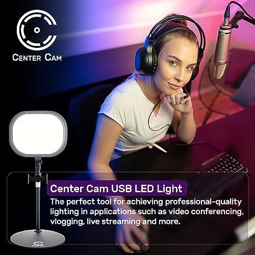 Camera Light for Computer - Video Conference Lighting, Podcast Lighting, Light for Zoom, Microsoft Teams, Streaming Twitch, Continuity Camera, Standing USB LED Ring Light - Center Cam