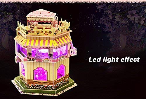 Rooftop Romance 3D Puzzle Dollhouse for Girls - Easy to Assemble 3-D Miniature Doll House Building Kit with LED Light for Kids - Educational Paper Jigsaw Puzzles - Perfect Craft Toys Gift - 101 Pcs - style: Daily