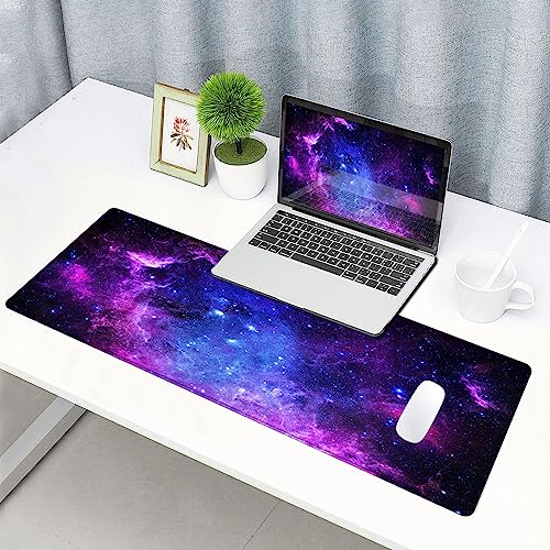Gaming Mouse Pad, Large Mouse Pads for Desk, Non-Slip Rubber Base Mousepad, Keyboard Mouse Mat Desk Pad with Stitched Edges, 31.5x11.8 inch Galaxy - color: 02 Galaxy