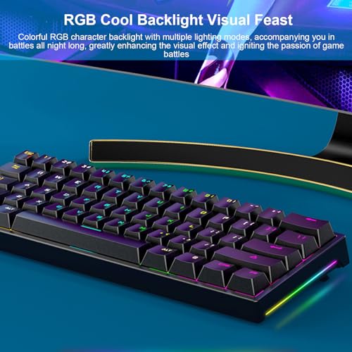 Waterproof Gaming Keyboard USB Wired Mechanical Keyboard | 60 Percent Keyboard for Computer Portable Light Up Keyboards RGB Backlit Keyboards Gaming Accessories Cool Stuff (61 Keys)