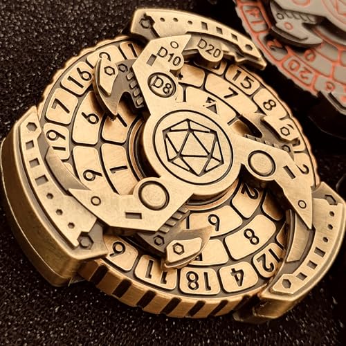 7-in-1 DND Dice Set, Rotate Metal Rotate Dungeons and Dragons DND Compass Dice, Cool RPG Role Playing Table Game Dice(Bronze) - color: Mechanical-bronze