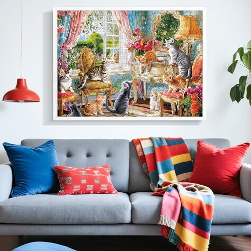 Puzzles for Adults 500 Pieces,Cute Cats Puzzle for Adults,Cozy House & Kittens Jigsaw Puzzles,Recyclable Cardboard Puzzles for Seniors,Puzzle for Family Game Nights, 20.5x15 in - style: Kittens