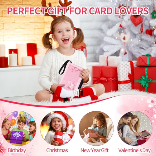 Small 1 Pocket Card Binder for Cards,Mini Trading Card Binder Holder Fits 80 Cards with 40 Removable Sleeves,Card Collection Binder Album Book Case for TCG,MTG,Sports Games (Sakura Cat) - color: Sakura Cat