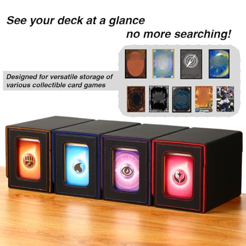MTG Deck Box for Commander Display with Dice Tray (White&Grey) | Holds 200 Single/160 Double-Sleeved Cards, Fit MTG/PTCG/OPTCG Cards, Strong Magnet, With 2 Dividers & 1 Magnetic Card Holder - color: White&Grey