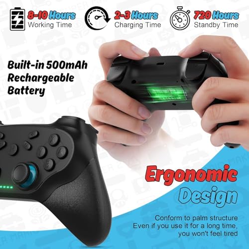 Nonbliep 2 Pack Wireless Controller for Nintendo Switch 2/1 Lite/OLED and PC, with Bluetooth, Turbo, Gyro Axis, Dual Vibration, and Screenshot, Compatible with Steam and Switch 2/1 - color: 2-pack black