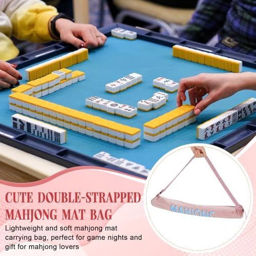35 Inch Long Velvet Mahjong Mat Bag Cute Double Strapped Drawstring Mahjong Mat Holder Lightweight Carrying Bag for Board Games Outdoor Travel Storage-Mat Not Include(Purple,1 Pc) - color: Purple