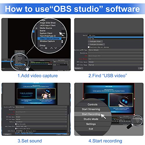 Capture Card,1080p Capture USB 3.0 Adapter,HDMI Video Capture Device, HD 4K Audio Video Capture Card for Gaming, Teaching, Streaming, Compatible with Windows 7 8 10 Linux YouTube OBS Twitch