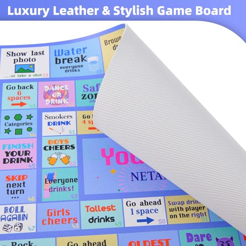 Drinking Games,Leather Mat Drinking Board Game for Adults,Interactive Girls Night Drinking Games,Bachelorette Party Games,Age 21+,2-8 Players - color: Sky Blue