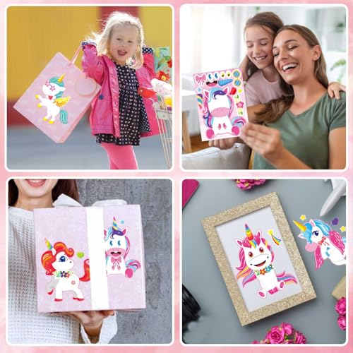 Make Your Own Unicorn Stickers, Make a Face Sticker, Unicorn Stickers | 24 Sheets for Kids Bags Birthday Party Favors Classroom Craft Activities - style: Unicorn