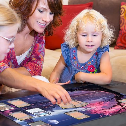 Card Playmat 70 x 40 cm Game Mats Tabletop Magic for MTG/TCG Cards, Trading Card Game Playing Stitched Commander Deck Gaming Desk Duel Mat Card Gameplay Mats, Cherry Flowers Moon Night - color: Cherry Flowers Moon Night, size: 27.5"X15.7"