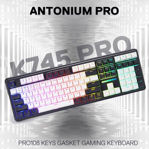 Redragon K745 PRO Wireless Gasket RGB Gaming Keyboard, 108 Keys Mechanical Keyboard w/Extra 4 Hotkeys, Hot-Swap Socket, 5-Layer Noise Dampening, See-Through Round PBT Keycaps, Mint Mambo Switch - color: Abyssal Blue, size: 108 Keys