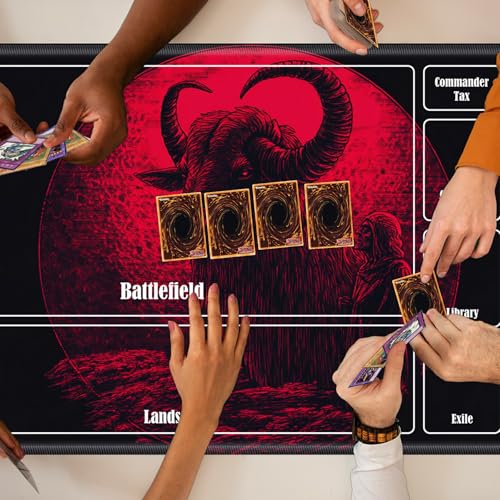 MTG Playmat with Zones, TCG Card Game Play Mat with Stitched Edges, Non-Slip Rubber Base Gaming Desk Mat, Smooth Surface 24 x 14 Inch, Dark Gothic Sheep - color: Dark Gothic Sheep, size: Zone 1