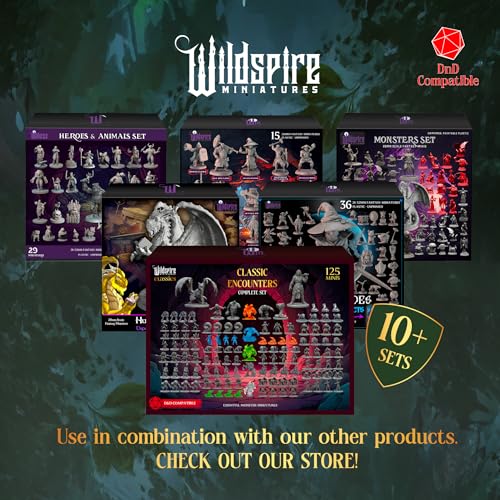 The Realm Set - Grey Version - 195 minis - Heroes, Monsters, NPC for DND Miniatures Bulk I 28mm Dungeon Dragons D&D Miniatures I DND Minis D&D Figures I Pathfinder, Realm Reforged