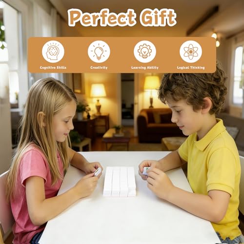 65 Tiles 30mm Seaside Escape Game Block Matching Game for Kids, Vita Mahjong Game Set in ABS Plastic Material Set with 4 DIY Stickers (White) - color: White