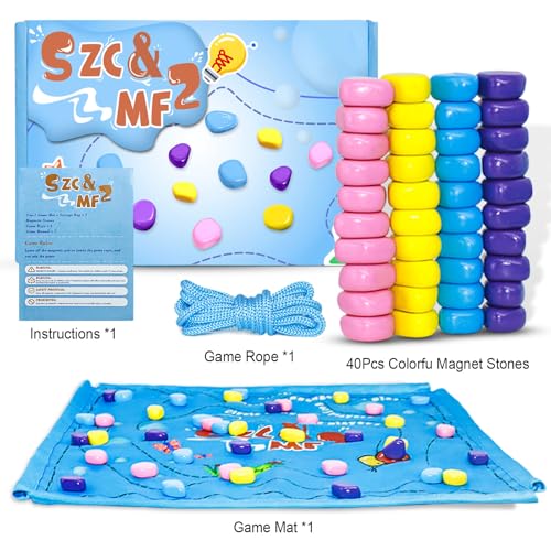 SZC&MFZ Magnetic Chess Game with 40 Pcs Stones, 2-in-1 Game Mat & Portable Storage Bag, Strategy Board Game for Family, Travel & Birthday Gifts for Kids & Adults