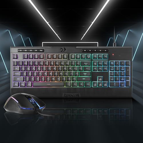 Redragon S151 Combo, K525 Membrane Gaming Keyboard + M616 10000 DPI Mouse | 4 On-the-Fly Combos, No Software Needed, 6-Button Precision Control, Full-Size Layout, Shared Dongle, On-Board CPI Mice - color: S151 BK