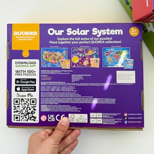 QUOKKA Solar System Puzzles for Kids Ages 4-6 - 70 Pcs Fun Kids Puzzles Ages 5-8 Preschool Floor Activities - Includes 50 Cards with 400+ Space Facts- Planet-Shaped Jigsaw Puzzle Gift for Girls Boys - color: 03. Space 70