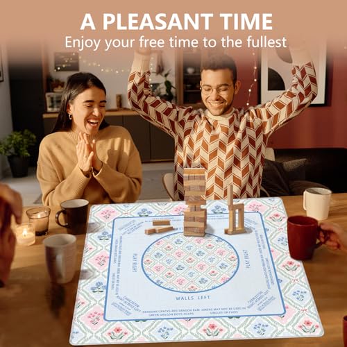 Blue and Pink Floral Mahjong Mat 31.5"x31.5", Grandmillennial Flower Non-Slip Noise Reduction Gaming Mat for American Mahjong Poker Card Board Games Dominoes - color: Blue and Pink Floral