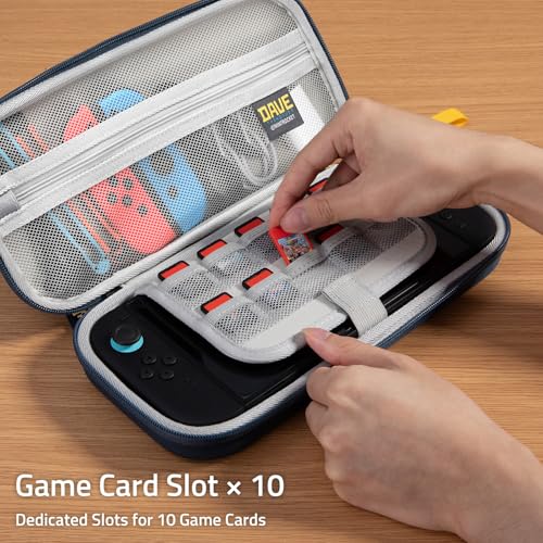 FUNLAB Switch 2 Carrying Case Compatible with Nintendo Switch 2/1/OLED, Portable Hard Shell Switch Carry Case with 10 Game Card Slots for Travel, Dave the Diver Official Licensed, Blue - color: Blue