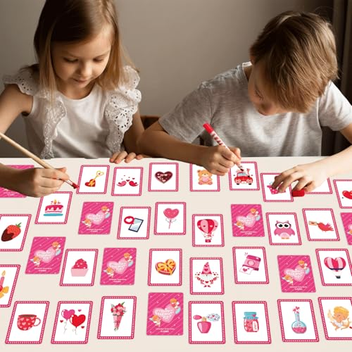 gisgfim 100 PCS Memory Matching Game Valentine's Day Concentration Memory Games Card Educational Game for Kids Educational Ages 3-8 A Fun & Fast Heart Gnome Matching Games - style: Valentine's Day