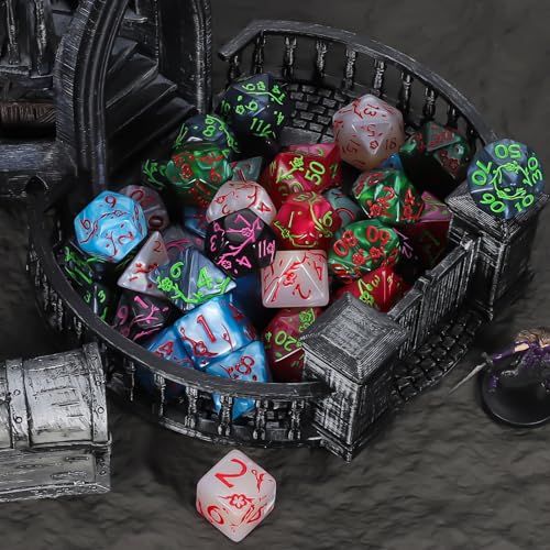 CiaraQ Polyhedral Dice Set - DND Role Playing Dice | Acrylic RPG Dice for Dungeons and Dragons MTG Table Games, Multicolor, 42pcs - color: Red/Black/Green/White/Blue/Gray