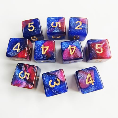 10 Pieces Polyhedral D6 Dice Set, 6 Sided Dice 16mm Square Edge Dice for RPG MTG DND Table Games (Red Blue) - color: Red Blue