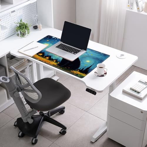 Large Mouse Pad Gaming Desk Mat Black Cat Mousepad XXL 31.5''X15.75'' Desk Pad Extended Mouse Mat of Girl Desktop Computer with Coaster - color: Sky Cat, size: 31.5''x15.75''